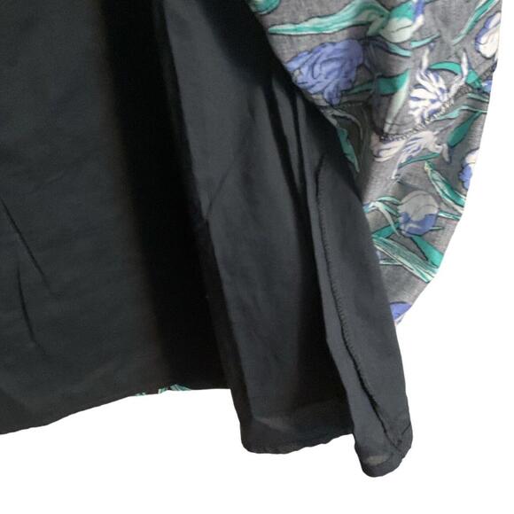 Charter Club Black Green Blue A-Line Pleated Cotton Floral Skirt Size 8 Spring - Picture 6 of 8
